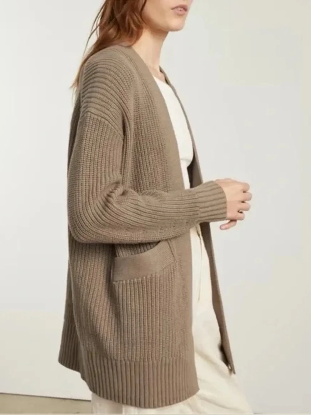 Everlane The Oversized Cotton Ribbed Cardigan in Clay Women’s Medium - Picture 4 of 11